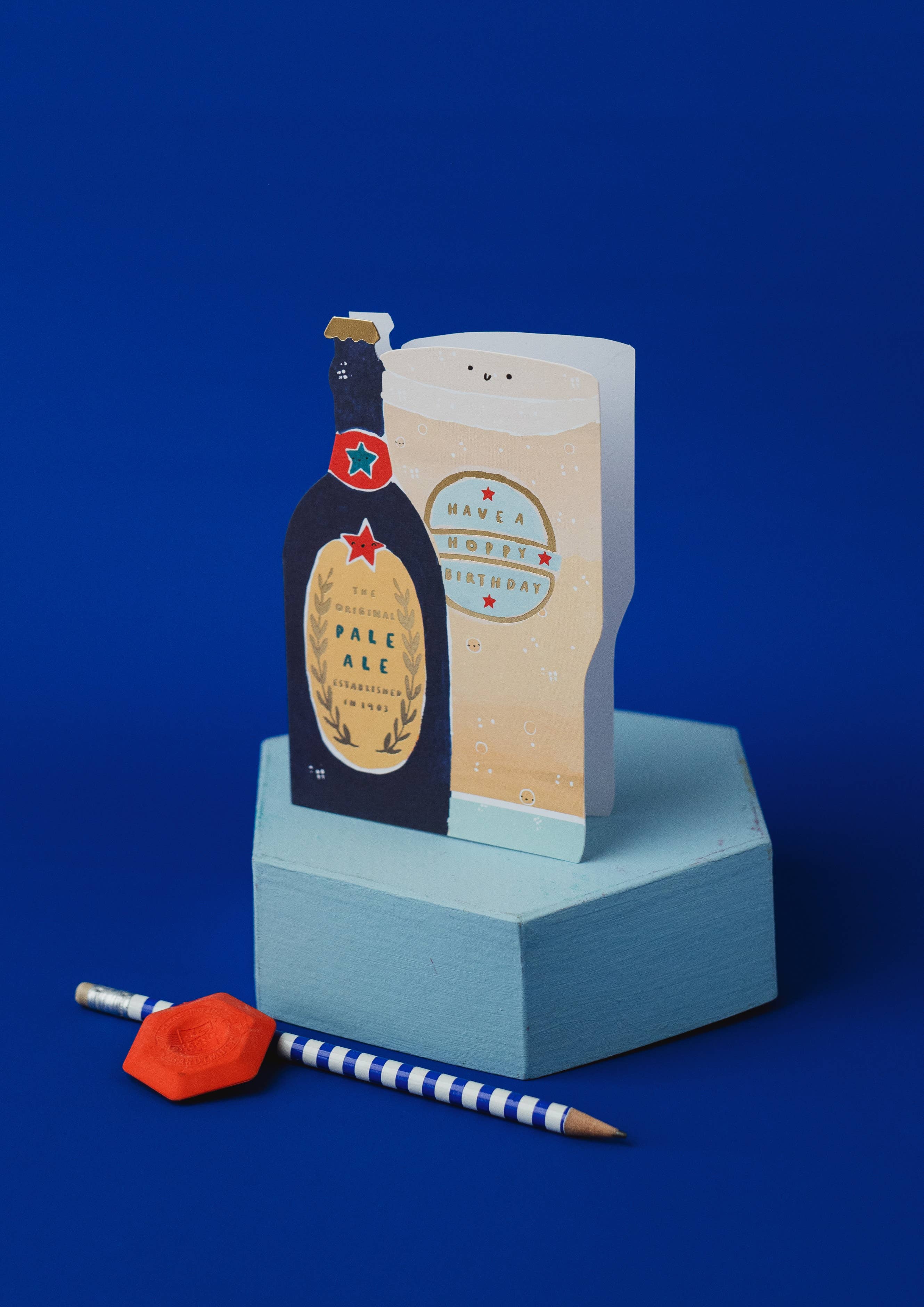 Hotchpotch – wholesale Birthday card – Mochi Open Birthday Beer Bottle And Pint Hoppy Birthday3