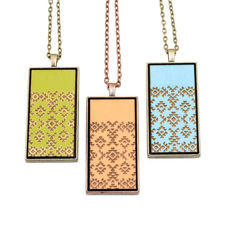 Pingente Camafeu Grande - Padrão Geométrico Sudoeste por atacado de Once Again Sam