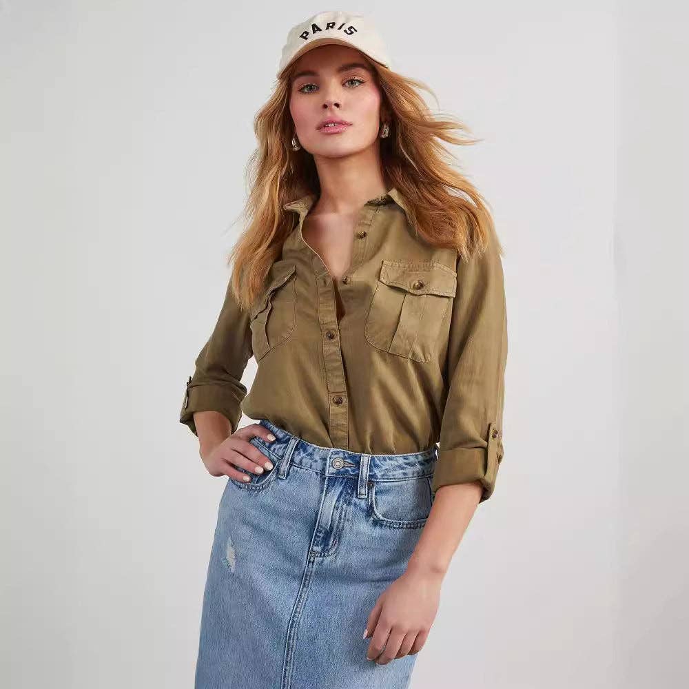 Marayn - Wholesale Button Down Shirt - Women's - Chic 2025 European Fall Casual Denim Shirt Women22