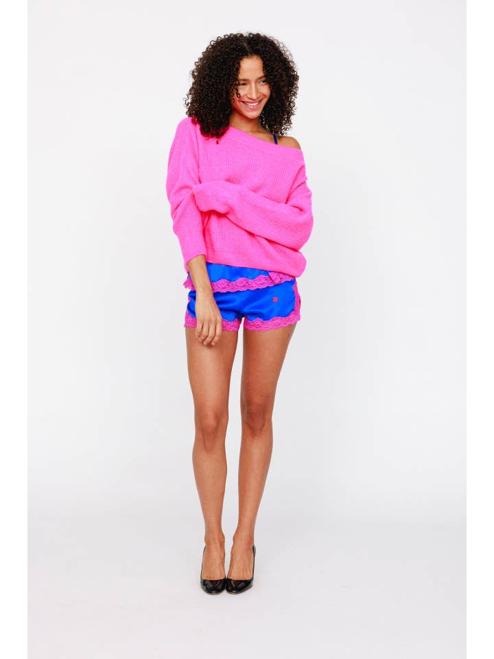 Vannina Vesperini - Wholesale Sleepwear Bottom - Women's - Silk boxer, MagicBlu - Mystic1