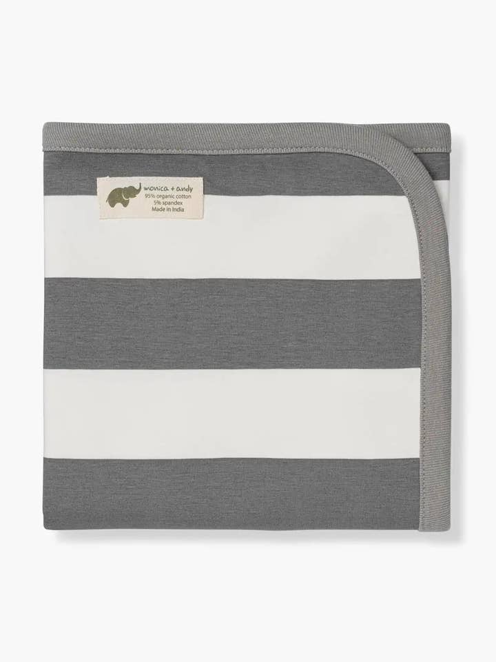 Couverture Bébé de Retour à la Maison_Rayure Cabana Grise pour la vente par Monica + Andy