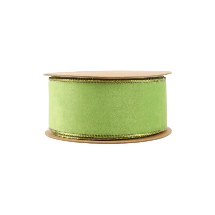 LA Ribbons Wholesale - Wholesale Ribbon - Gift Wrapping - 2 1/2" Reversible Classic Velvet Wired Ribbon | Lime/Shimmer Lime | 10 Yard Roll
5