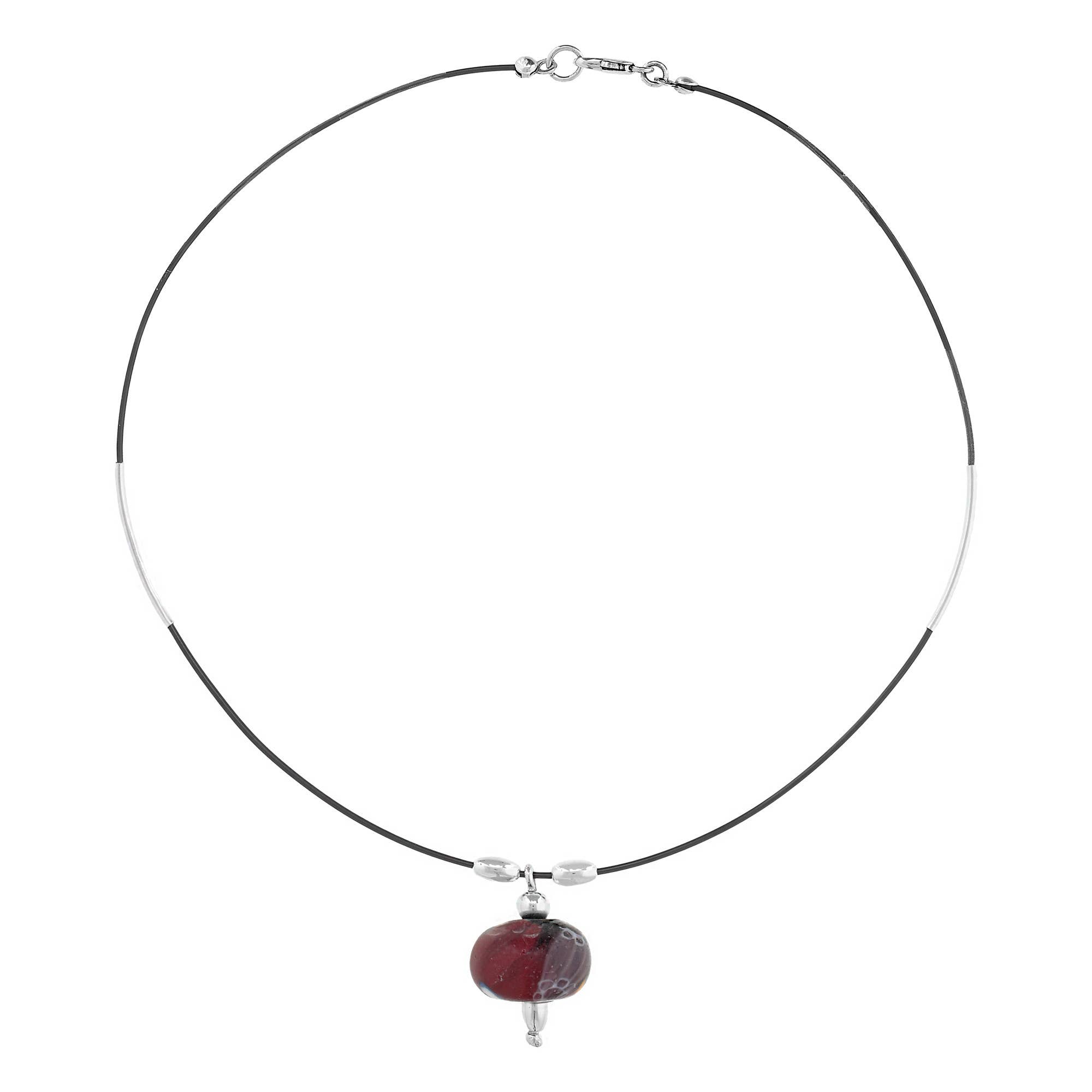 Gloria Mago - Wholesale Pendant/Charm Necklace - Murano necklace natural silver 925 40cm0