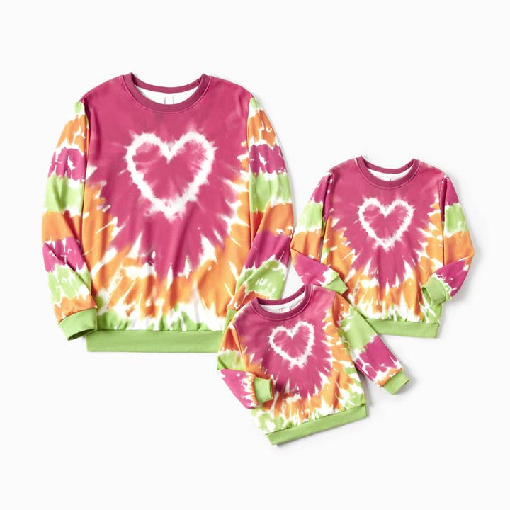 Sweat-shirt tie-dye imprimé cœur pour la Saint-Valentin maman et moi pour la vente par PatPat Matching