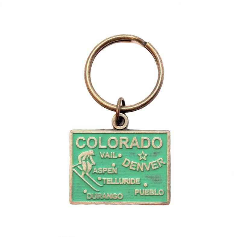 Gleeful Peacock - Wholesale Keychain - Unisex - Colorado Vintage State Map Keychain3