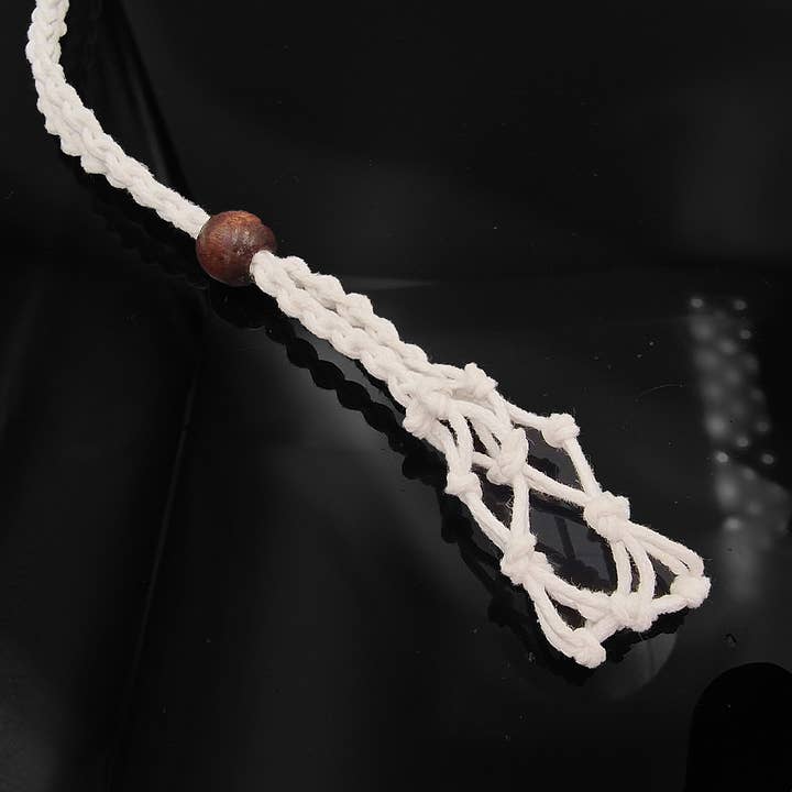 Shamans Crystal - Wholesale Pendant/charm necklace - Macrame Nett Bag Tumble Stone Holder Necklace3