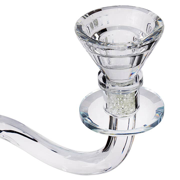 Boker-Tov Shalom - Wholesale Candle Holder - Crystal Candelabra 7 Arm Middle Stem Round Crystals
