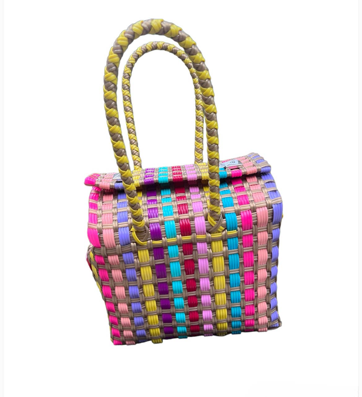 The Faria - Vendita all'ingrosso Borsa da spiaggia - Borse da spiaggia multicolori in plastica riciclata intrecciata a mano1