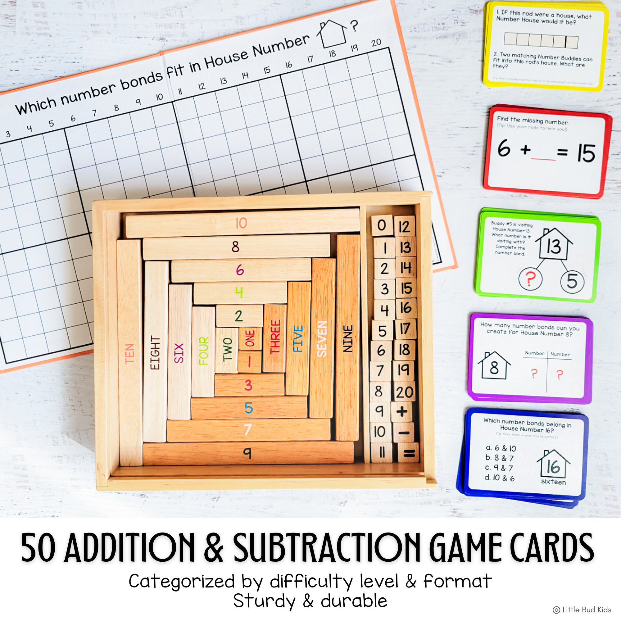 Little Bud Kids - Wholesale Brain Game - Kids - Number Bond Addition Math Toy - House of Number Buddies 7