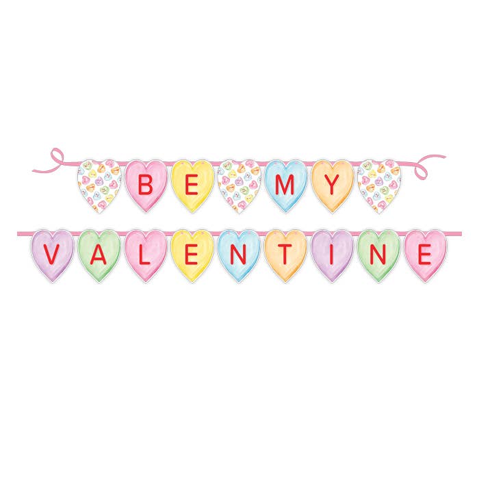 BE MY VALENTINE Colorful Candy Party Banner for wholesale by RosanneBeck Collections