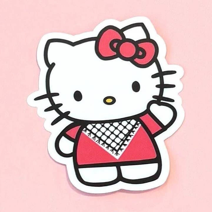 Palestinian Keffiyeh Cat-Face Vinyl Decal for Laptop for wholesale by happylightdesigns