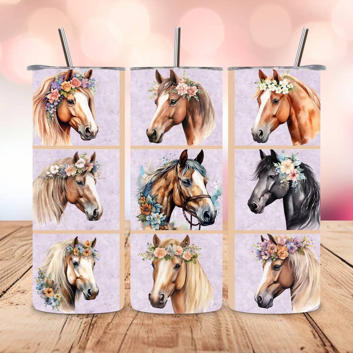 Floral Springtime Horse Patchwork Tumbler for wholesale by Moyer Farm Parts