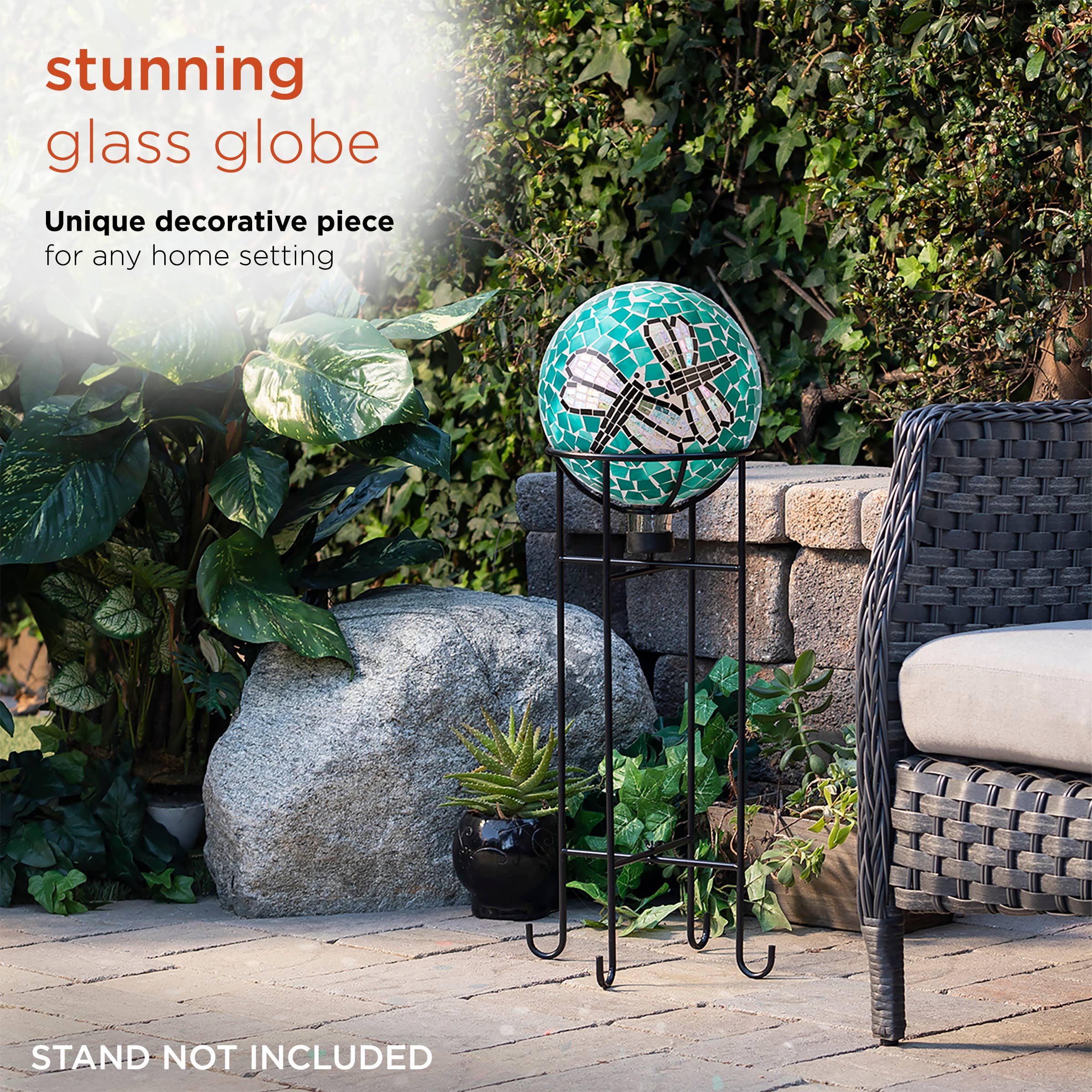 Alpine Corporation - Wholesale Outdoor Ornament/Decor - Alpine Corporation 10" Mosaic Dragonfly Duo Gazing Globe5