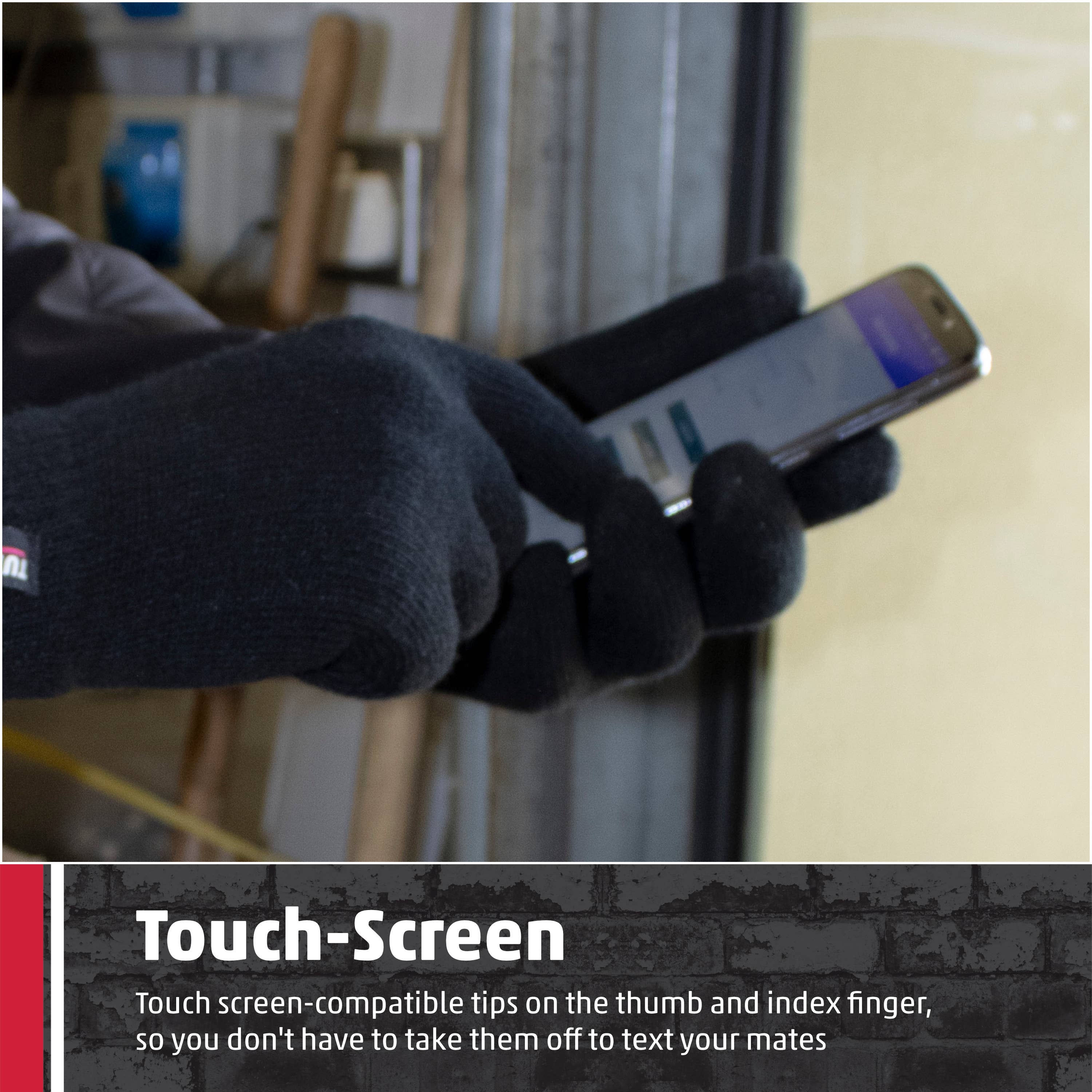 TuffStuff Black Touch Screen Gloves, One Size, Thermal for wholesale on Faire2