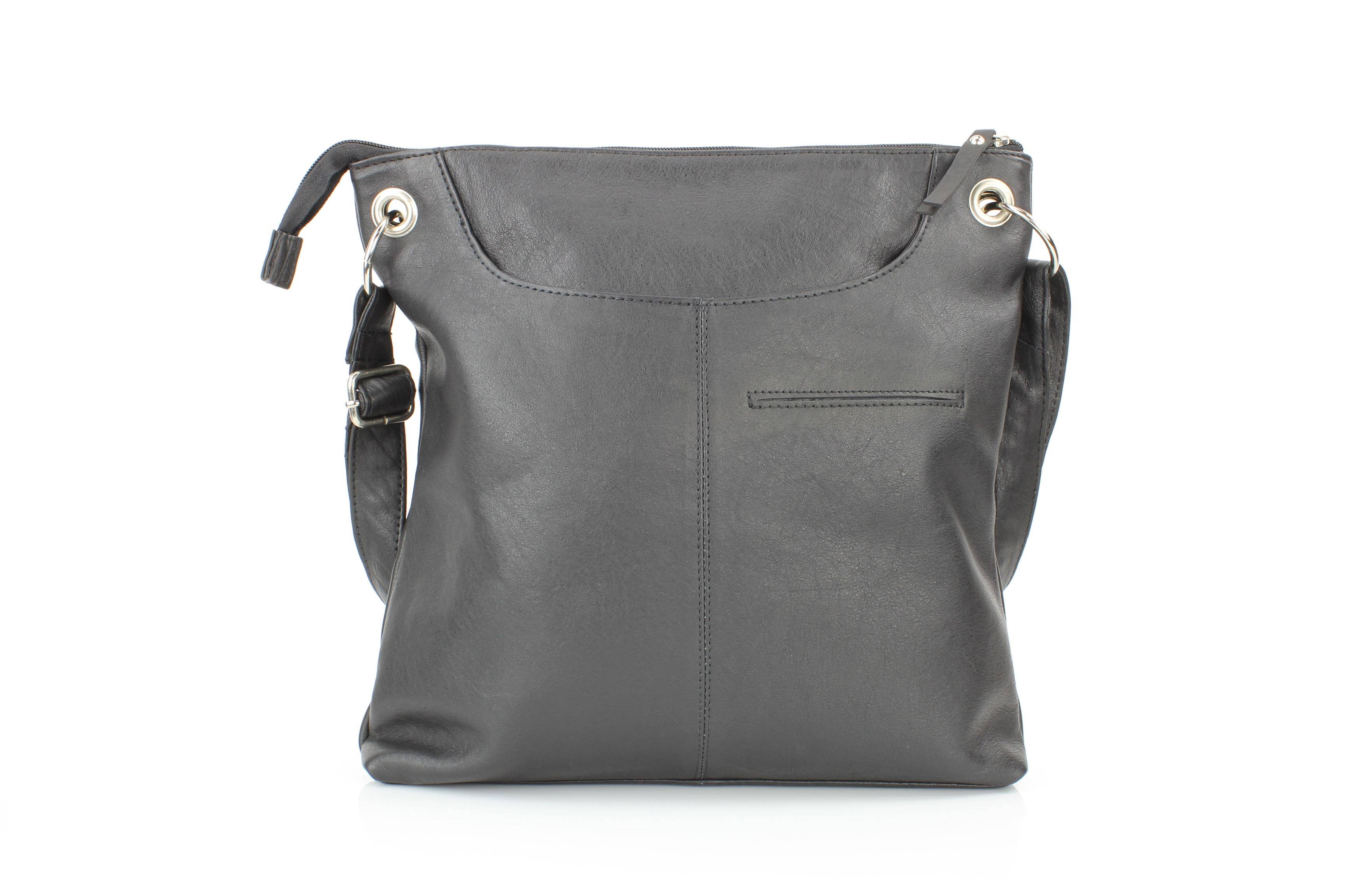 Leather Impressions Inc - Vendita all'ingrosso Borsa a tracolla - Donna - Borsa a tracolla in pelle Raleigh con cerniere diagonali RB 1584