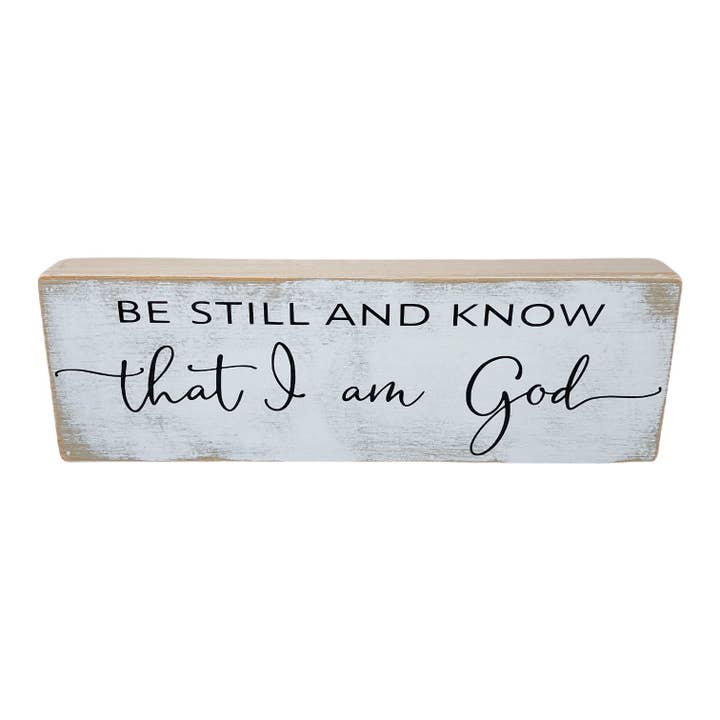 Be Still and Know Long Wood Sign for wholesale by Joshua Jar