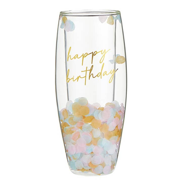 Double Wall Stemless Champagne Glass - Happy Birthday for wholesale by Slant Collections by Creative Brands