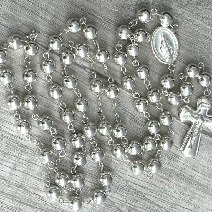 Handmade 925 Sterling Silver Rosary Necklace – 28 Inches for wholesale by QURI