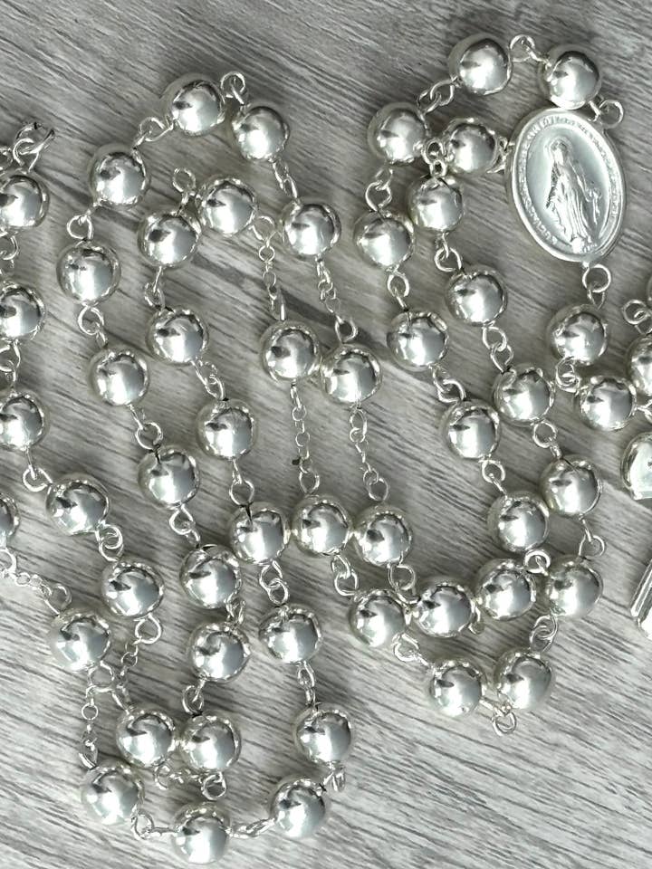 Handmade 925 Sterling Silver Rosary Necklace – 28 Inches for wholesale by QURI