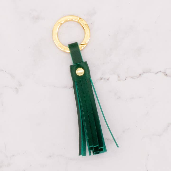 Leather Tassel with Gold-Tone Chunky Spring Gate Ring for wholesale by Arbor Trading Post