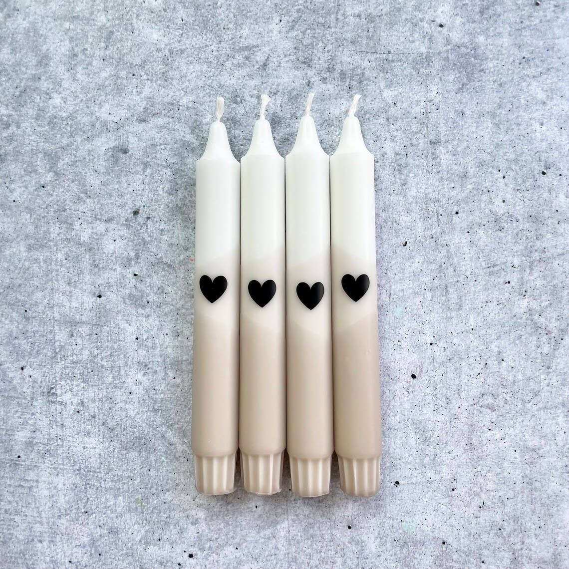 Wolkenreich - Wholesale Tapered Candle/Candlestick - Owl Cut x Wolkenreich | Dip Dye Candles Beige Heart 4 Pcs