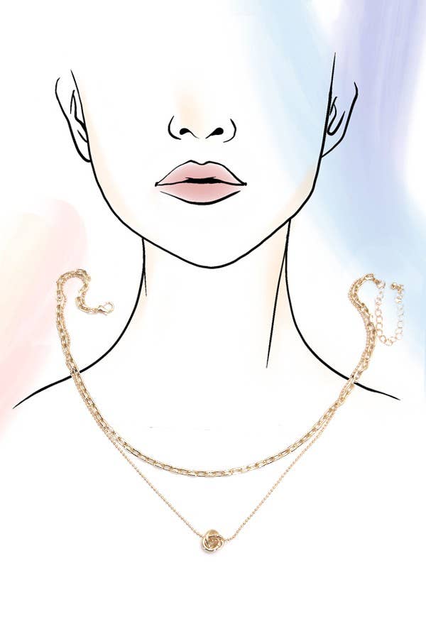 GOLD FLORAL BUD DOUBLE LAYER NECKLACE | 80N570 for wholesale on Faire3