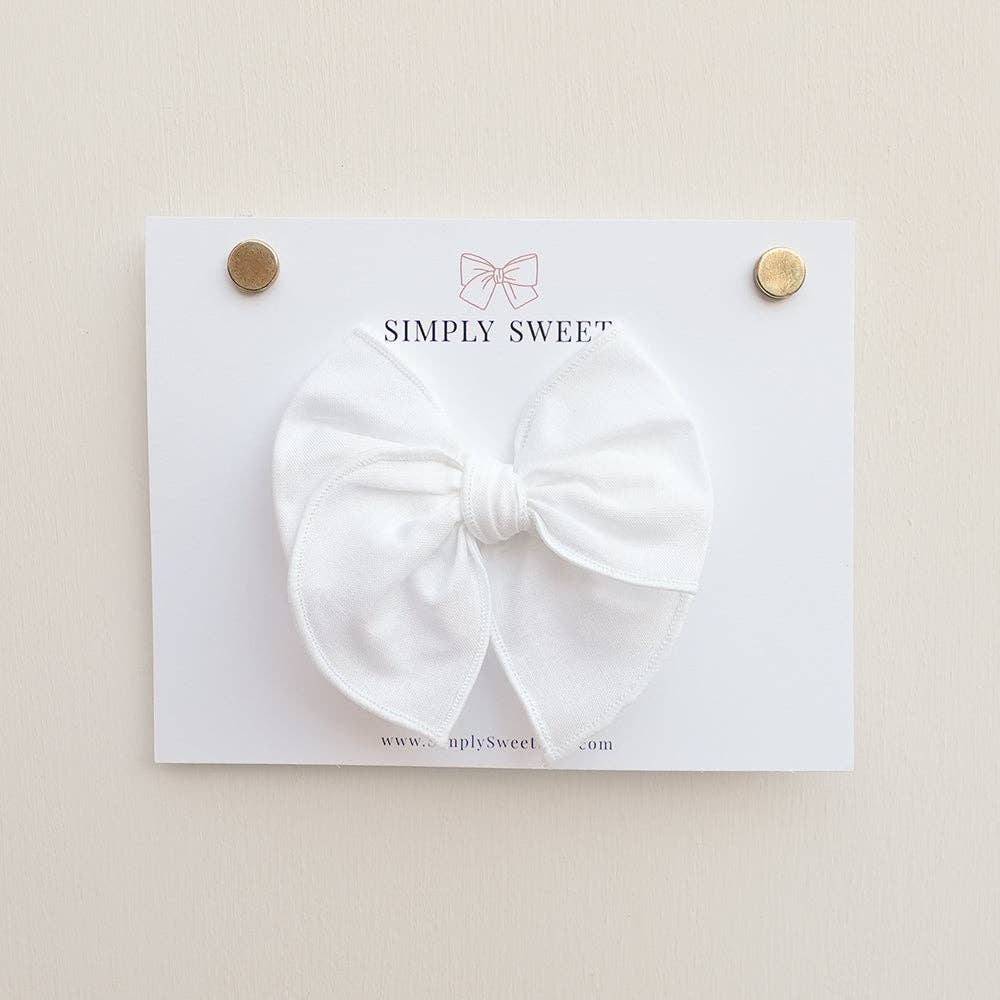 Simply Sweet Bow - Wholesale Hair Bow - Kids - White - Edged Bow1
