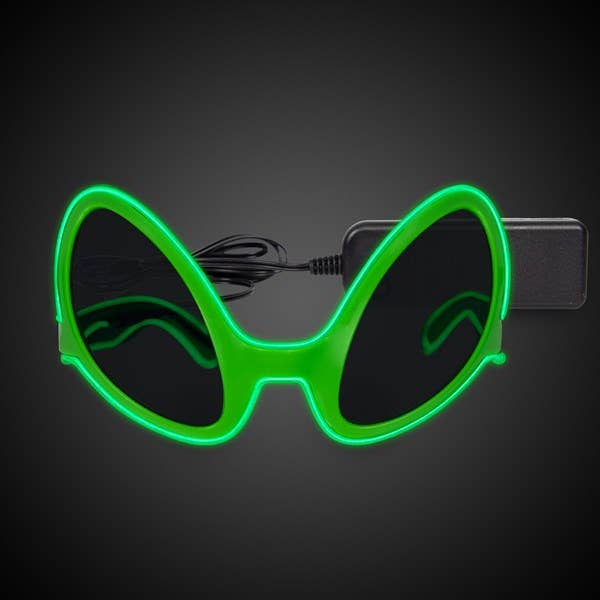 Windy City Novelties - Wholesale Sunglasses - Unisex - Alien EL Wire Sunglasses – Green Light-Up3