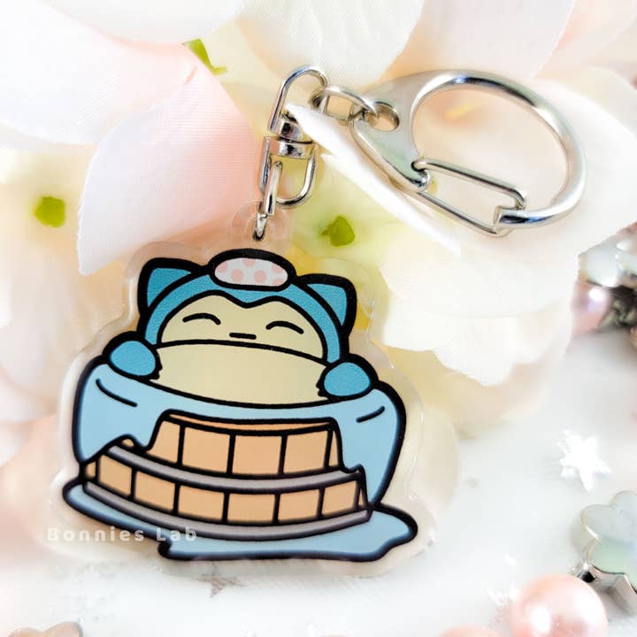 Porte-clés charme en acrylique époxy Snorlax pour la vente par Bonnies Lab