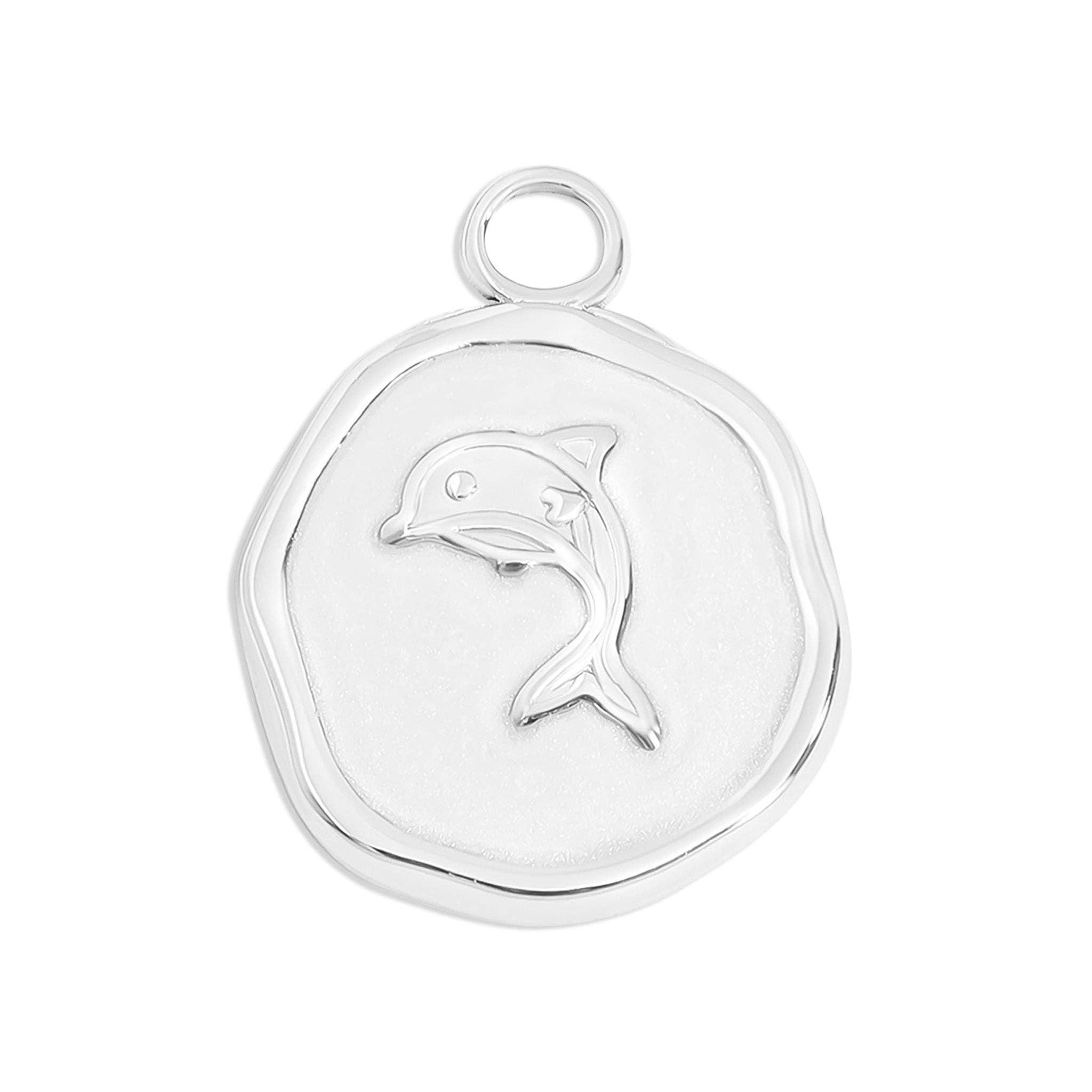 WJW - Wholesale Individual Charm/Pendant - 18K Gold PVD Dolphin Epoxy Charm1