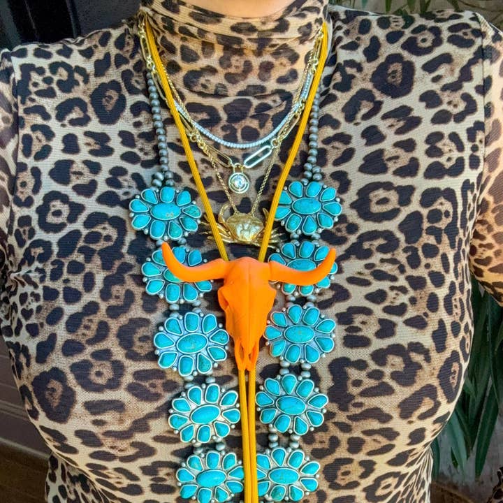 Longhorn Bolo Orange Citrus with Golden Yellow & Fuchsia for wholesale by Rahya Jewelry Design