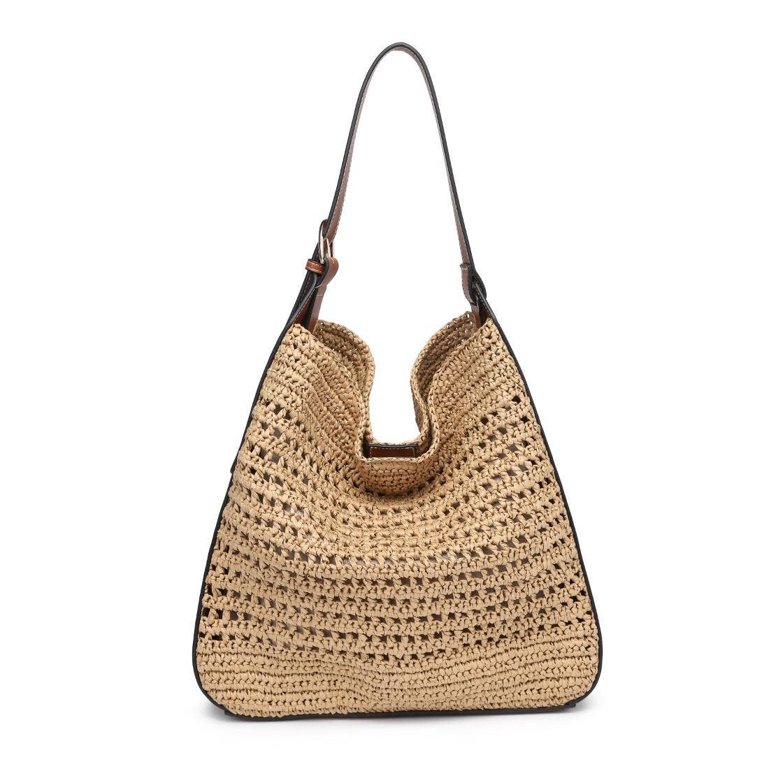 Moda Luxe - Venta al por mayor Bolso con correa - Mujer - Bolso Hobo Savannah de paja con diseño de crochet12