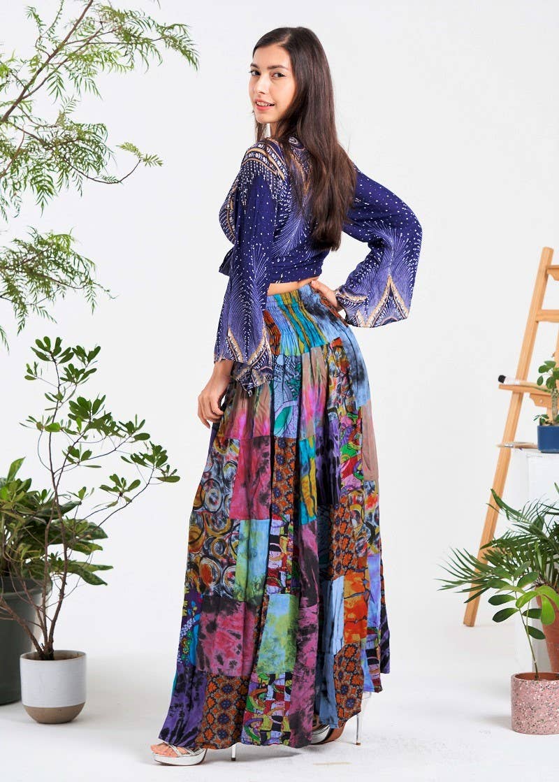 Kathmandu Imports - Vendita all'ingrosso Gonna - Donna - Gonna lunga a patchwork misto (KT-1423)1