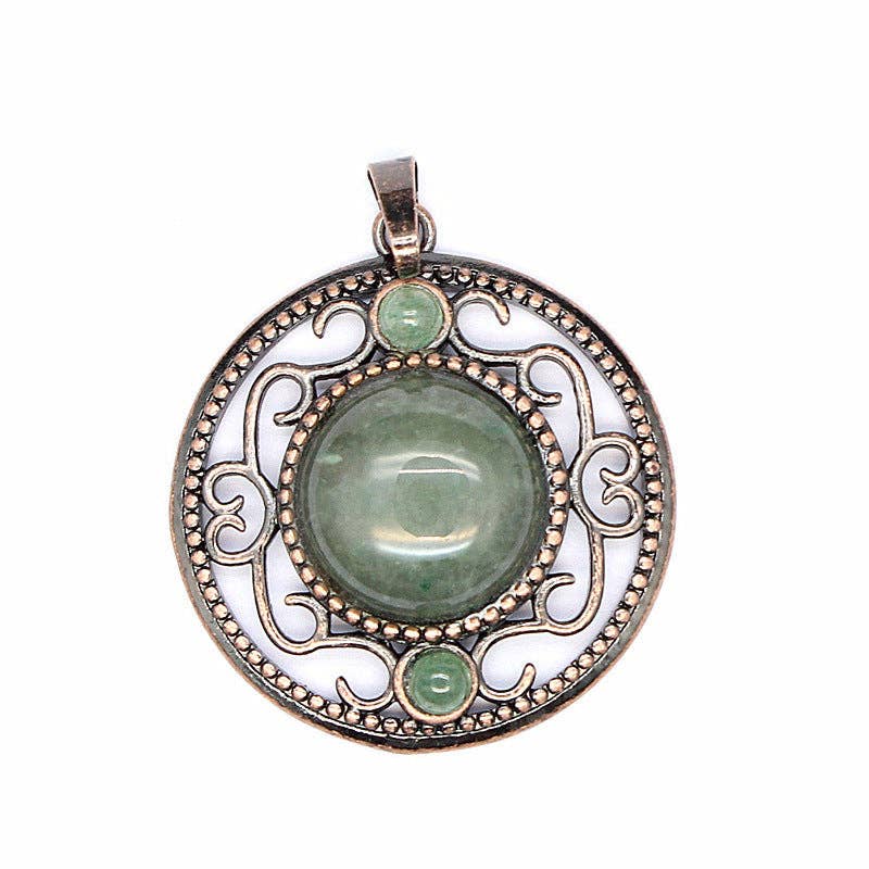 Mio Queena - Wholesale Individual Charm/Pendant - Vintage Natural Stone Hollow Circular Charm  Pendant - CS11