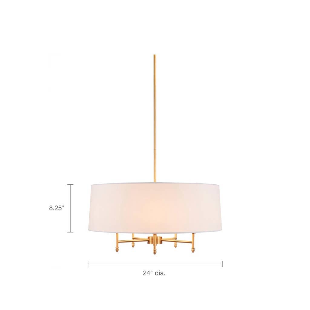 Olliix - Wholesale Chandelier/Hanging Light - Gold Metal White Shade 5-Bulb Chandelier6