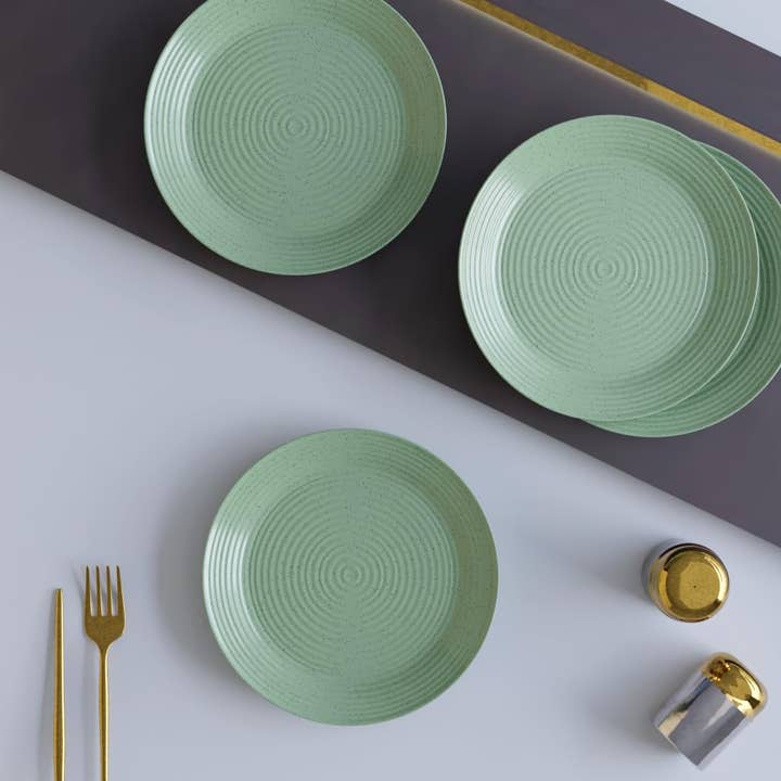 Conjunto de 4 Pratos de Jantar de Cerâmica Verde Espiral - 10 Polegadas por atacado de GoGlocal