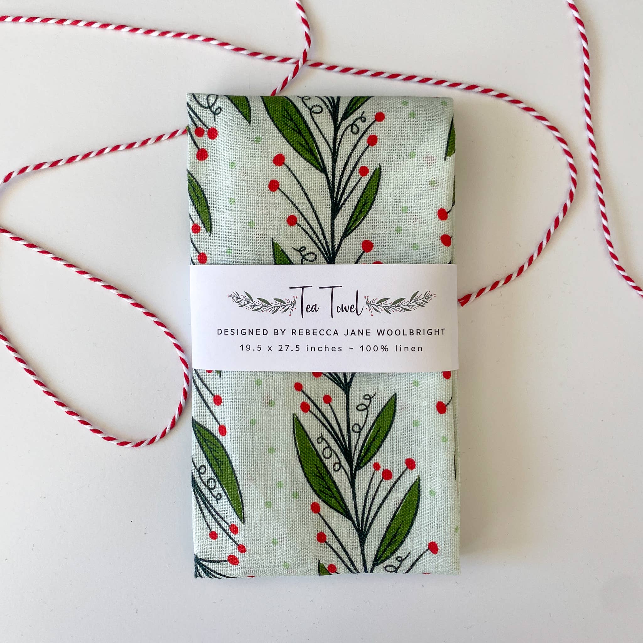 Rebecca Jane Woolbright - Wholesale Tea Towel - Mistletoe Tea Towel – Holiday Kitchen Linen6