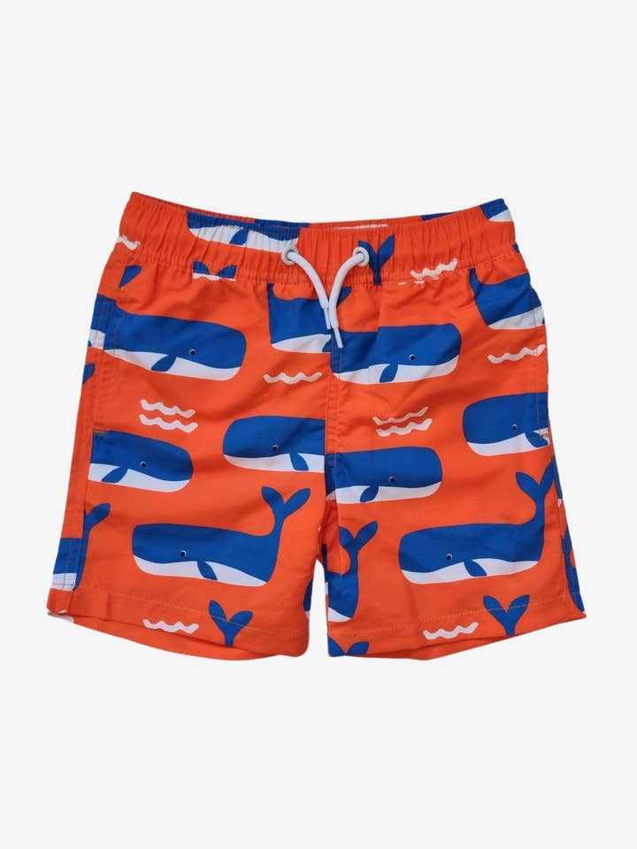 Whale Waves Print Swim Shorts for wholesale by Toby Tiger