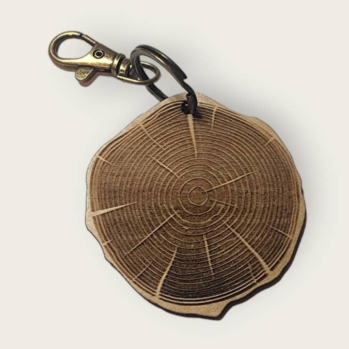 Olive Branch Laserworks - Wholesale Keychain - Unisex - Wood Log Round Keychain0