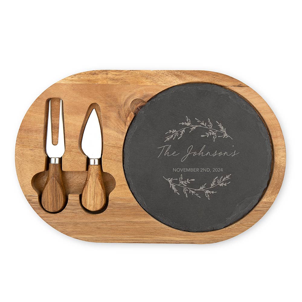 Weddingstar Inc. - Wholesale Serving Tray - Wood & Slate Serving Board Set - Signature Script0