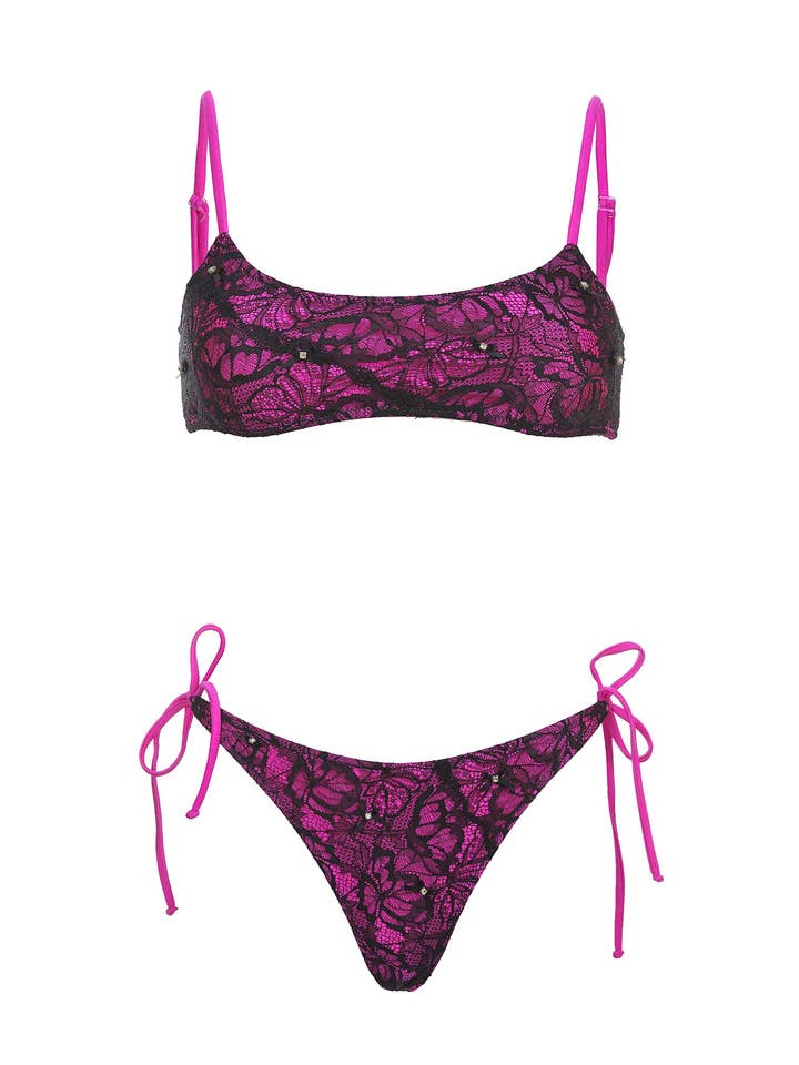 BIKINI REGGISENO IN PIZZO - MAGENTA per la vendita all'ingrosso da parte di The Gold Key