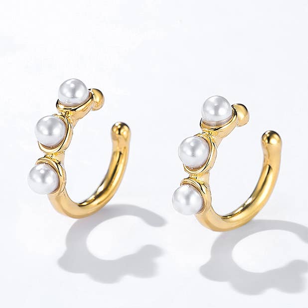 Guld Øreringe i rustfrit stål uden piercing 124AQ353 for engroshandel på Faire1