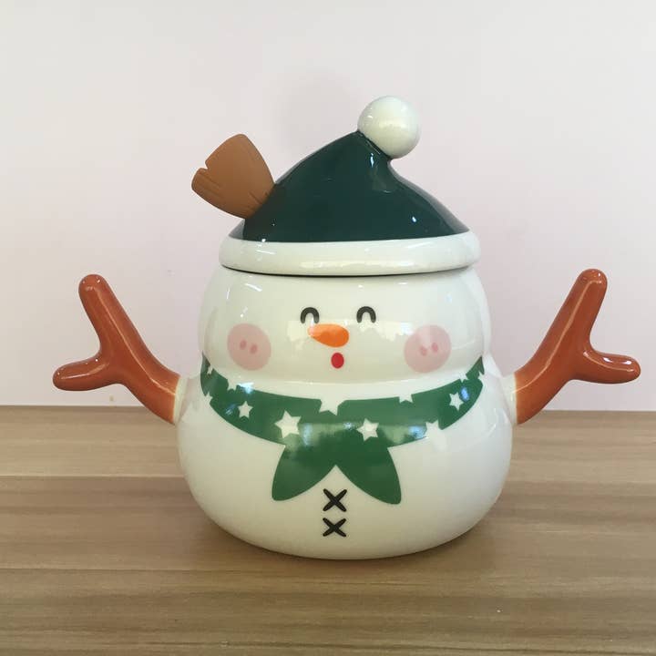 Tootles! Snowman Jar with Lid for wholesale by Jeanne Fitz