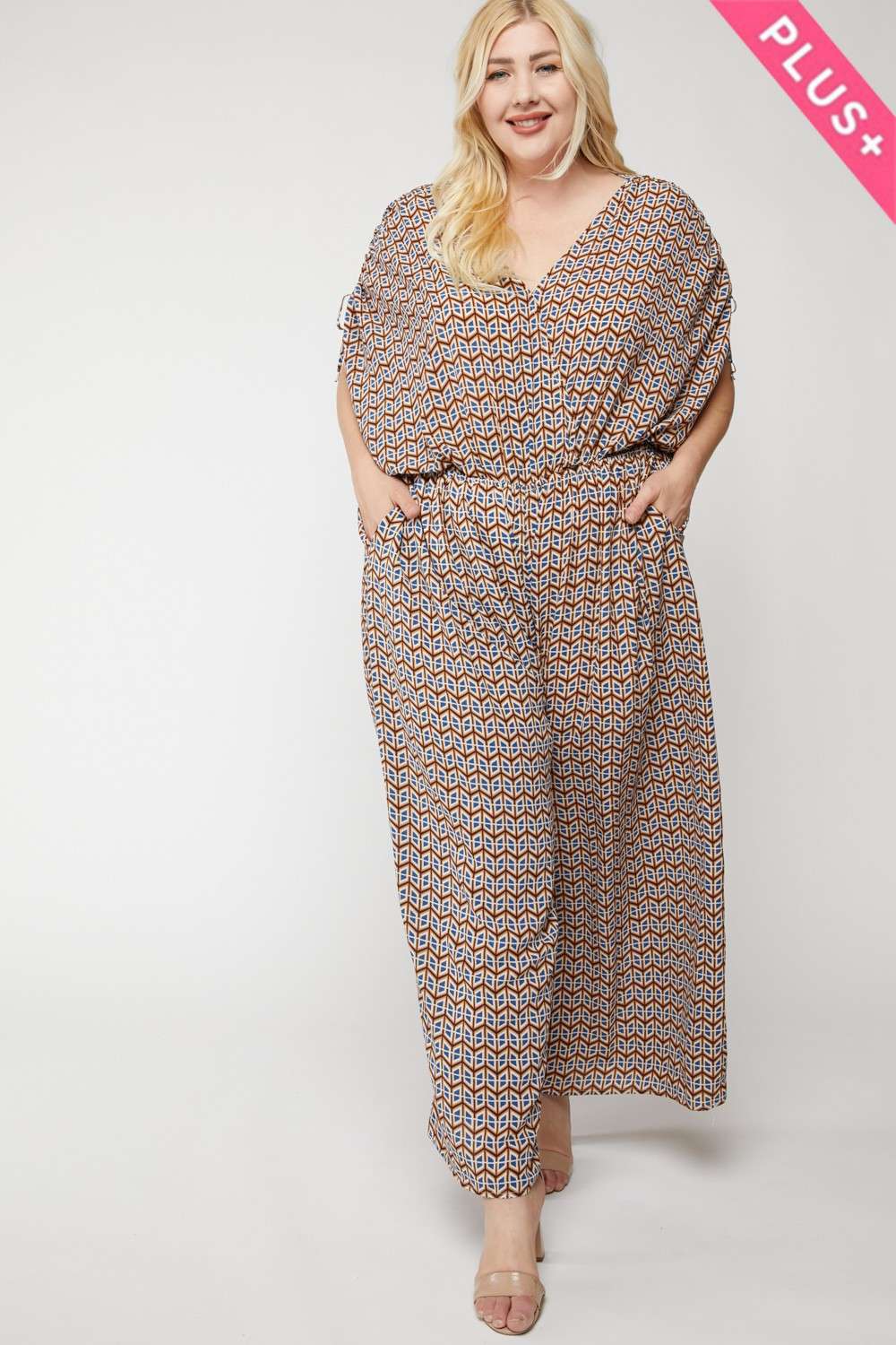 Davi & Dani - Vente Combinaison – femme - COMBINAISON SANS MANCHES IMPRIMÉE À COL EN V2