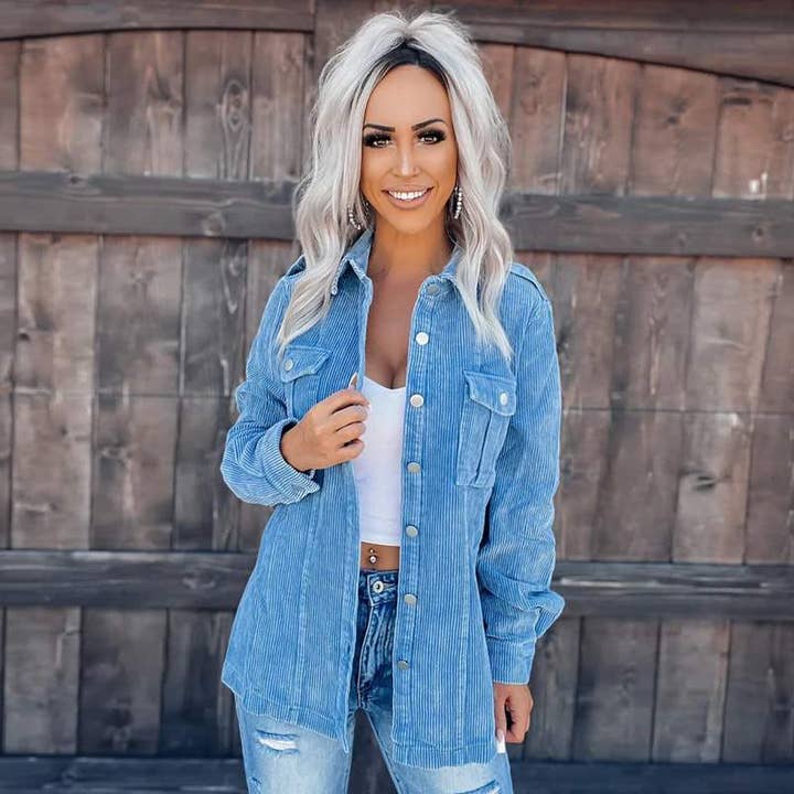 Queen Fashion - Wholesale Shirt Jacket/Shacket - Women's - oversized cotton waffle shacket10