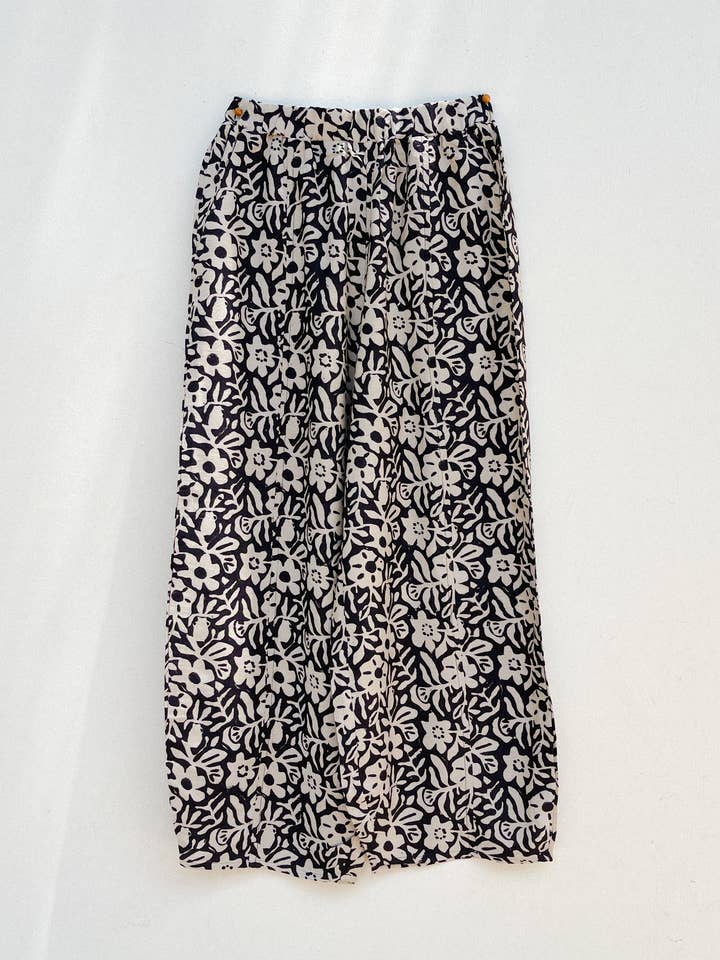 Silky Cotton Palace Pants in the Garden Block-print for wholesale by PO-EM
