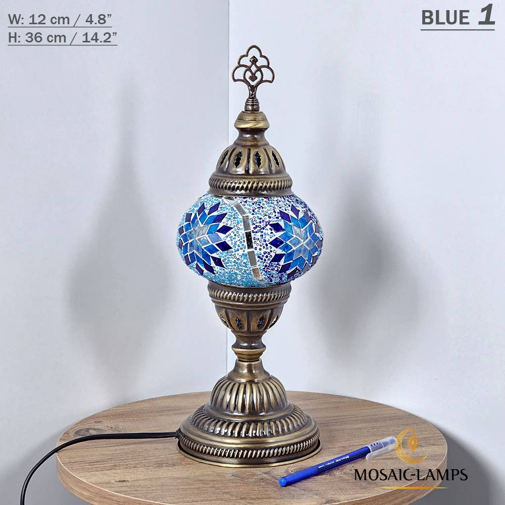 Mosaic Lamps - Vendita all'ingrosso Lampada da scrivania/d'accento - Lampada da tavolo turca a mosaico media con globo, artigianale, disponibile in 10+ colori1