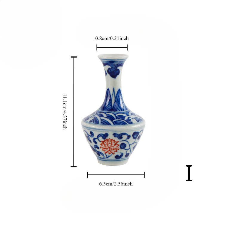 Gohobi （We cover U.S. import duties） - Wholesale Vase - Gohobi Hand-painted Blue and White Porcelain Vase (Red Flowers)8