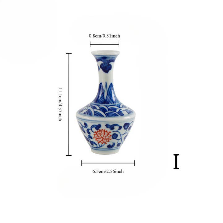 Gohobi (We cover U.S. import duties) - Wholesale Vase - Gohobi Hand-painted Blue and White Porcelain Vase (Red Flowers)8