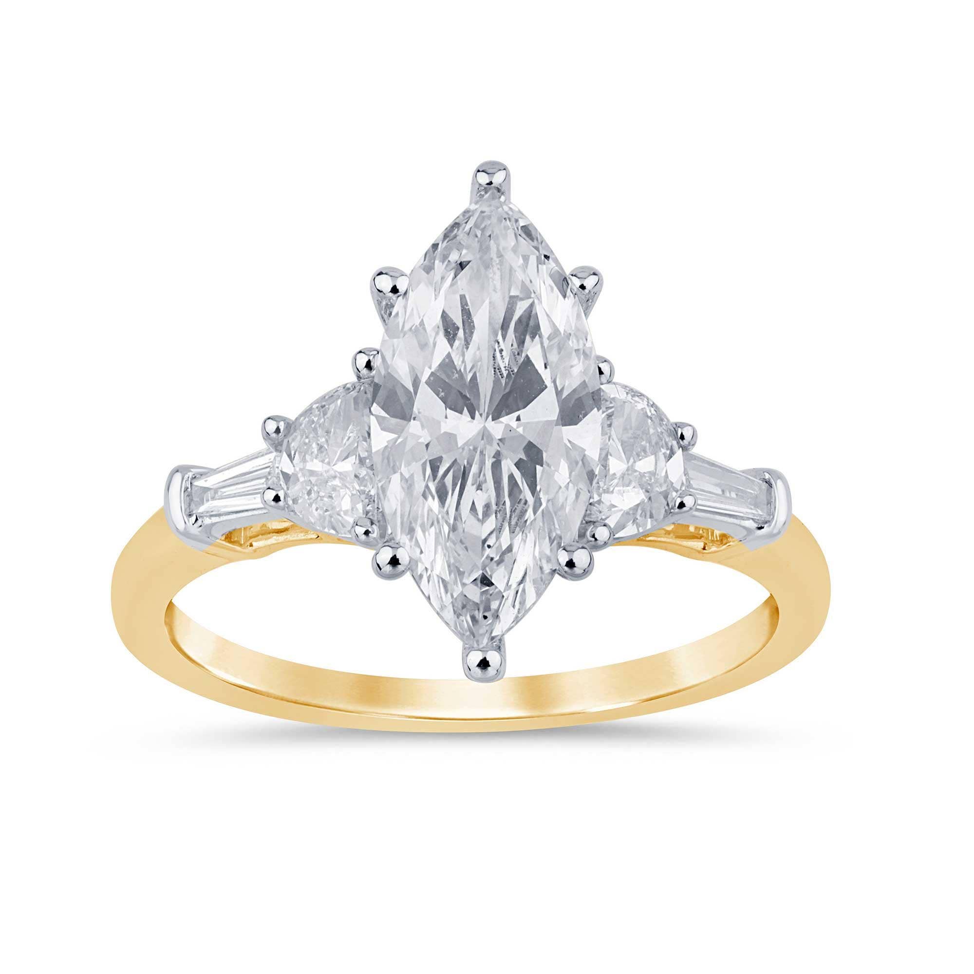 White Rock - Vendita all'ingrosso Anelli di fidanzamento - Anello con diamante coltivato in laboratorio Marquise da 2,42 CTW Vs in oro 14 kt1